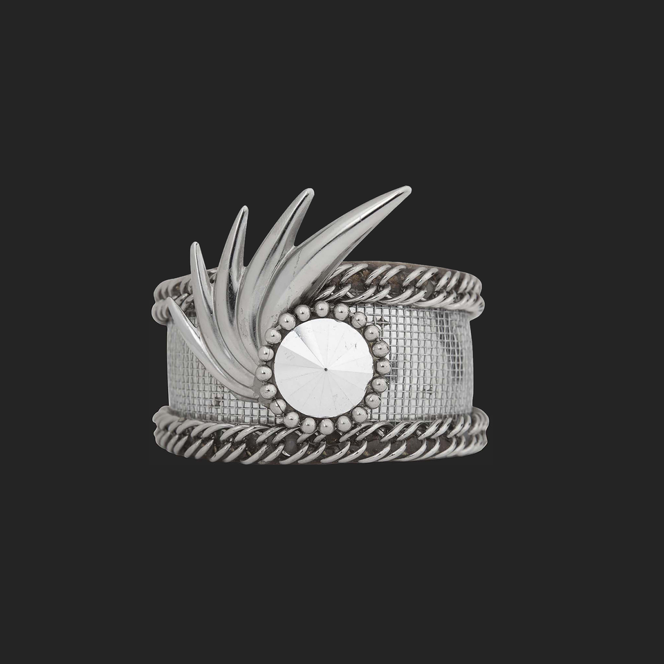 Silver + Mesh - Cuff Bracelet - c.1990